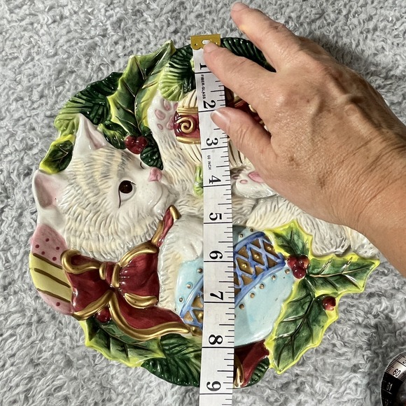 Fitz & Floyd Essentials Kristmas Kitty Christmas Decorative Plate Canape Tray - Picture 7 of 8